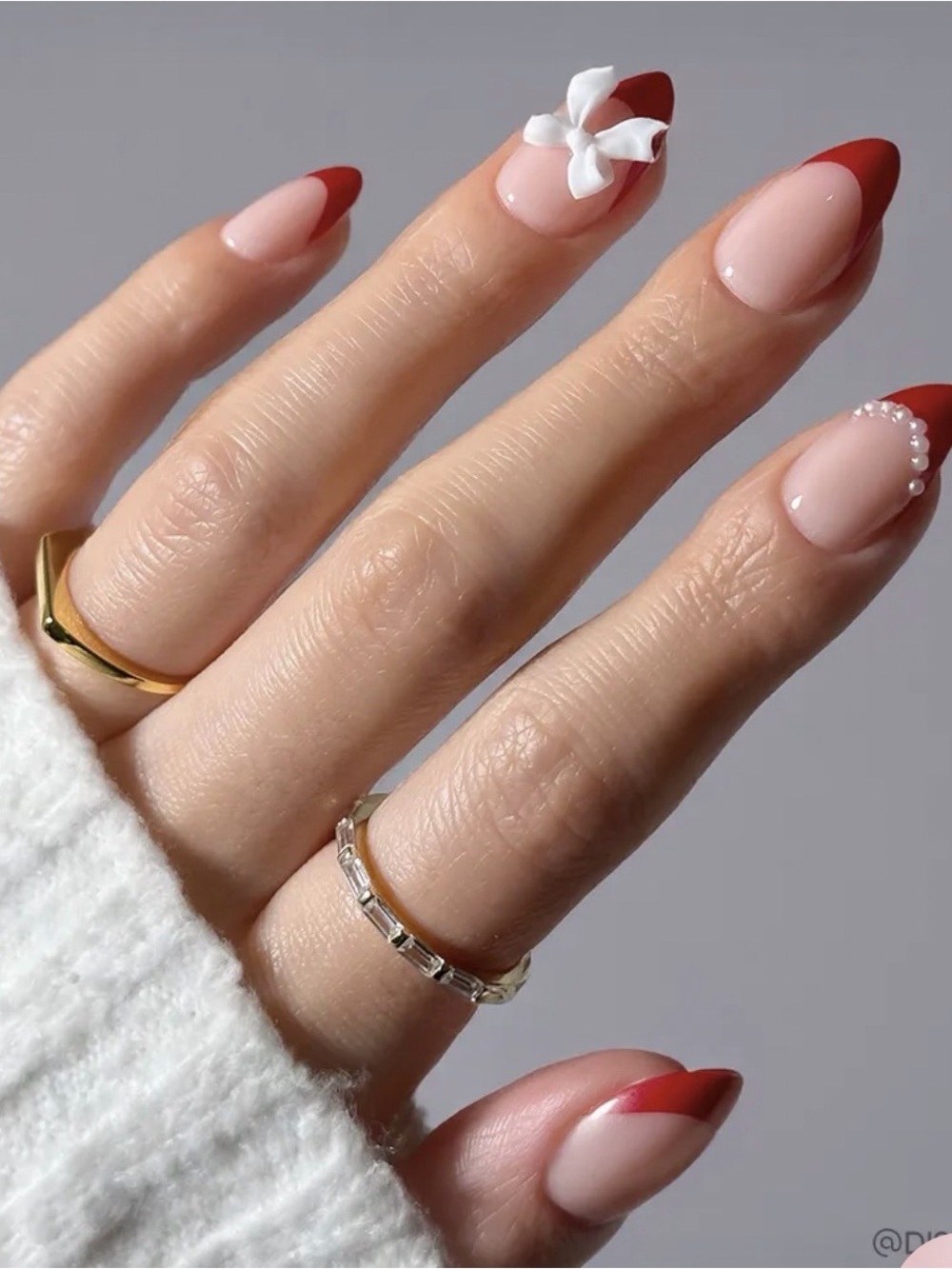 Classic Red French Tip Gel Nail Set - Women Makeup Glamnetic Press On Nails NIB